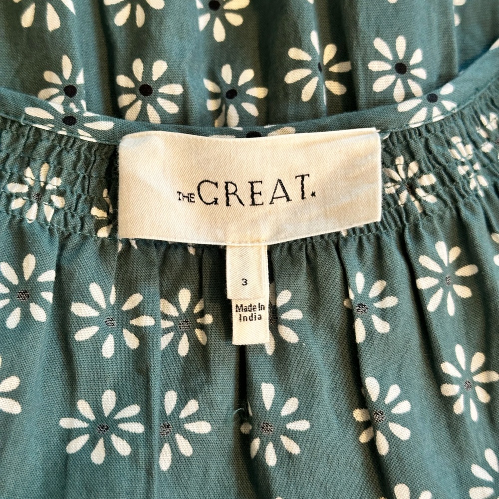 Sz 3 or L The Great green Dakota Midi Dress Floral Printed Puff Sleeve Cotton - Picture 11 of 13